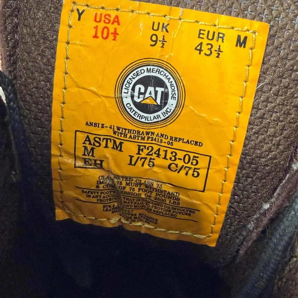 Caterpillar Mens Steel Toe Work Boots Brown Leather Walking Machines ASTM 10.5 M